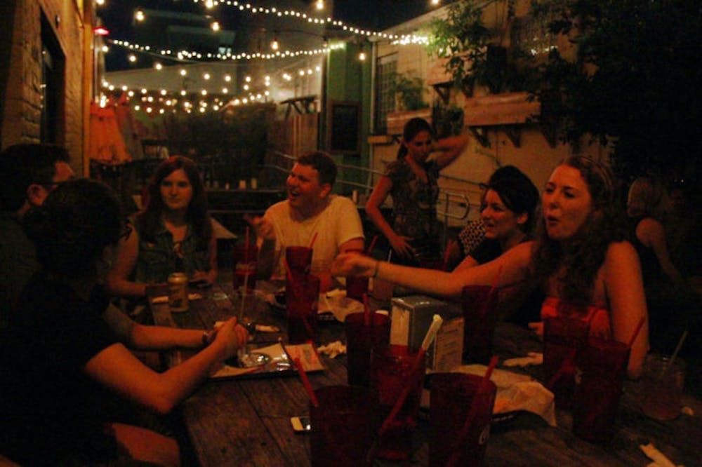 <p>People are seen eating at Boca Fiesta on Wednesday night.</p>