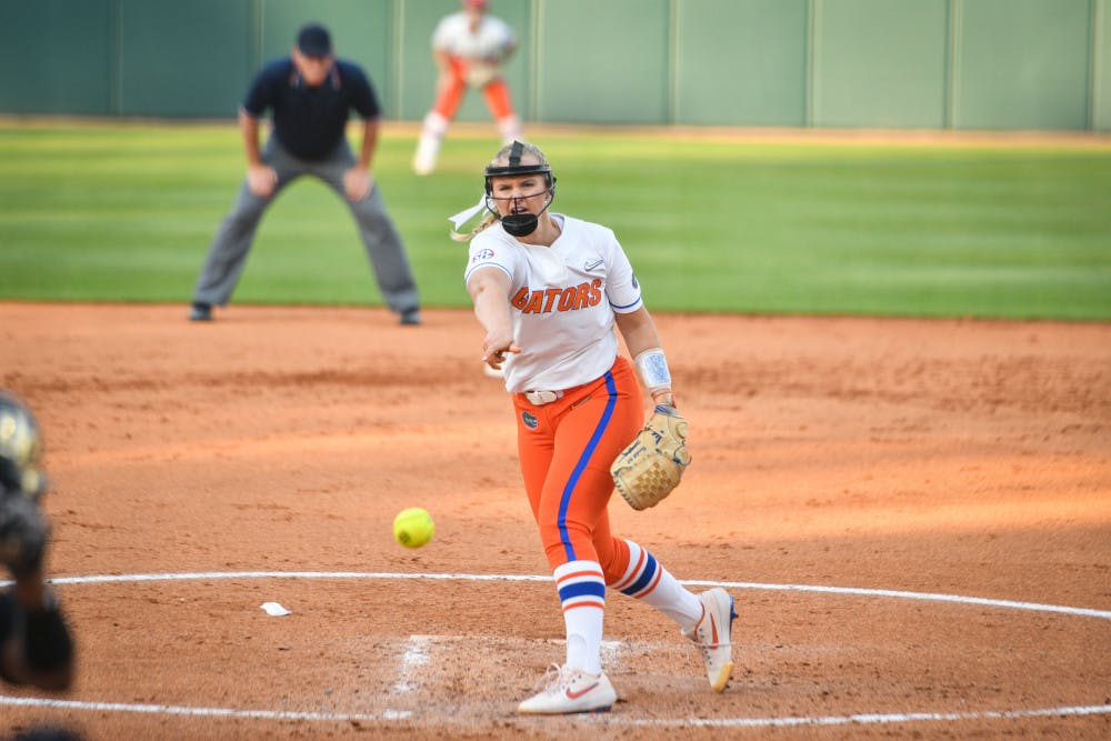 Kelly Barnhill broke UF's all-time strikeout record in a 7-0 win over Auburn.