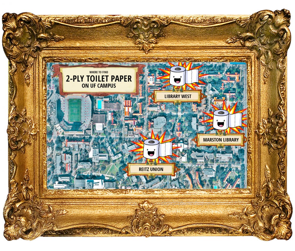 A map of where two-ply toilet paper will be on campus