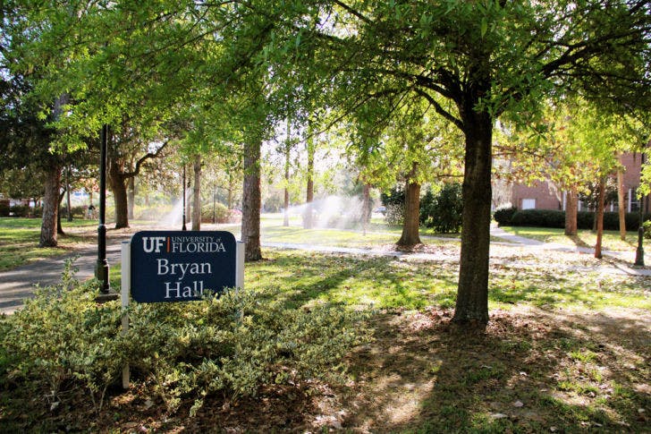 Trees north of Bryan Hall will be cut down to make room for Heavener Hall, a new building that will expand the Warrington College of Business Administration.