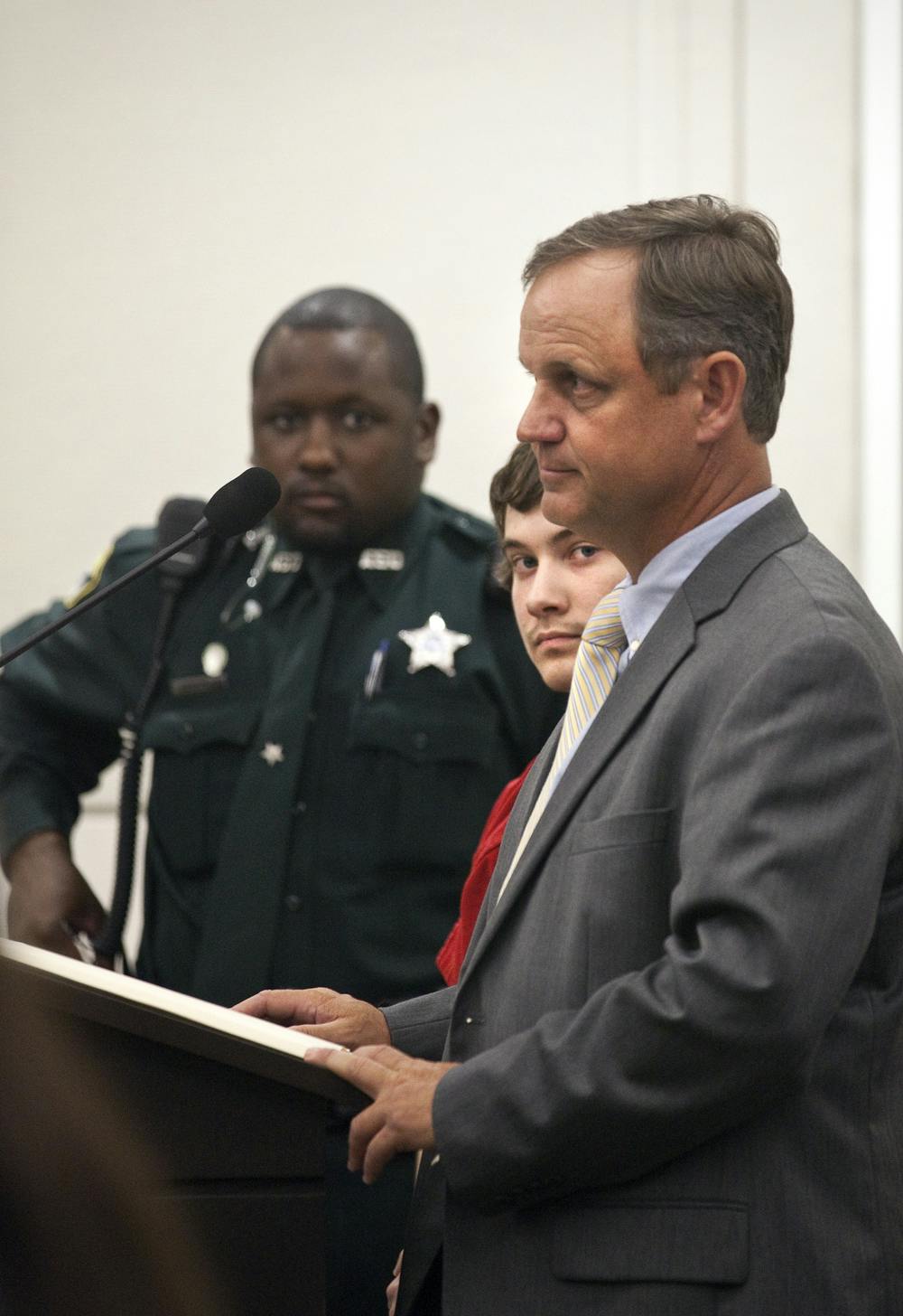 Nineteen-year-old Pedro Bravo, accused of kidnapping and killing UF student Christian Aguilar in September, arrives to his case management hearing Tuesday in the Alachua County Courthouse.  