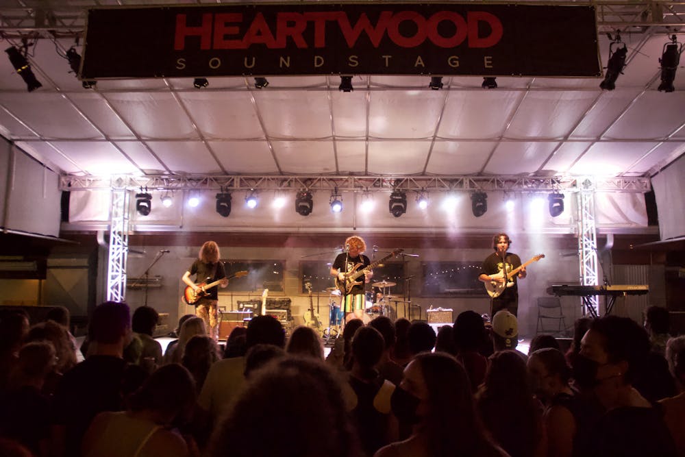 <p>The Driptones perform during Back to School Fest Heartwood Soundstage on Saturday, Aug. 28, 2021. The venue hosted five indie bands to celebrate the start of a new school year. </p>