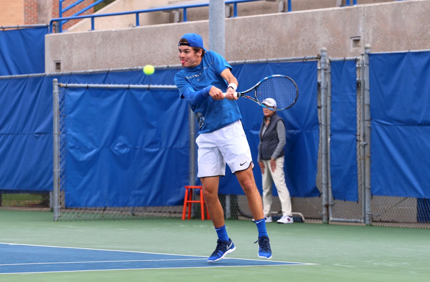 Freshman Duarte Vale teamed with junior McClain Kessler for Florida's only win in doubles play. 