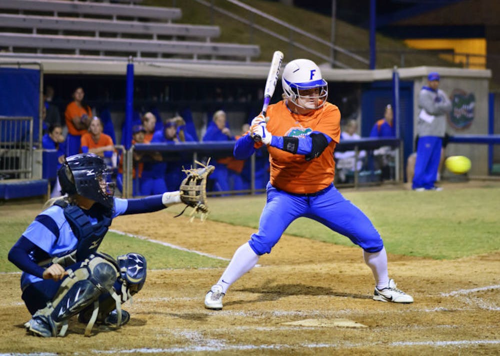 <p align="justify">Bailey Castro bats during an exhibition against Santa Fe on Nov. 7, 2012, at Katie Seashole Pressly Stadium. Castro struck out in a key spot in Florida's 7-3 win against Florida State on Wednesday.</p>