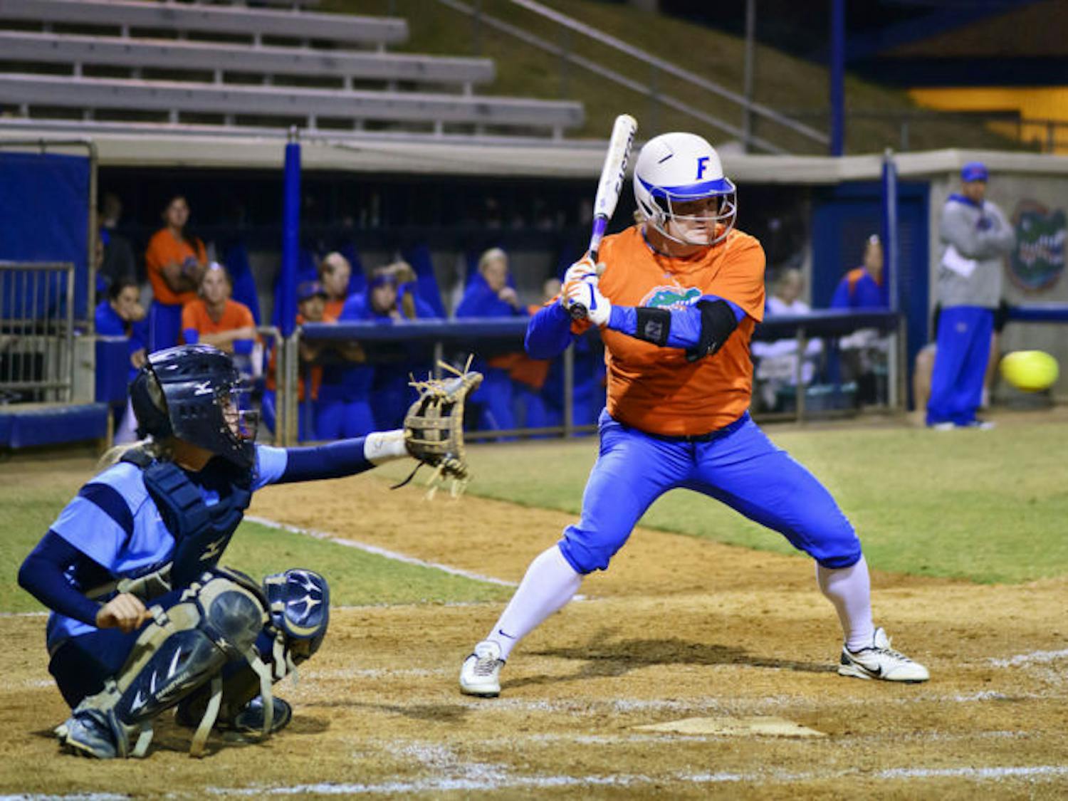Bailey Castro bats during an exhibition against Santa Fe on Nov. 7, 2012, at Katie Seashole Pressly Stadium. Castro struck out in a key spot in Florida's 7-3 win against Florida State on Wednesday.