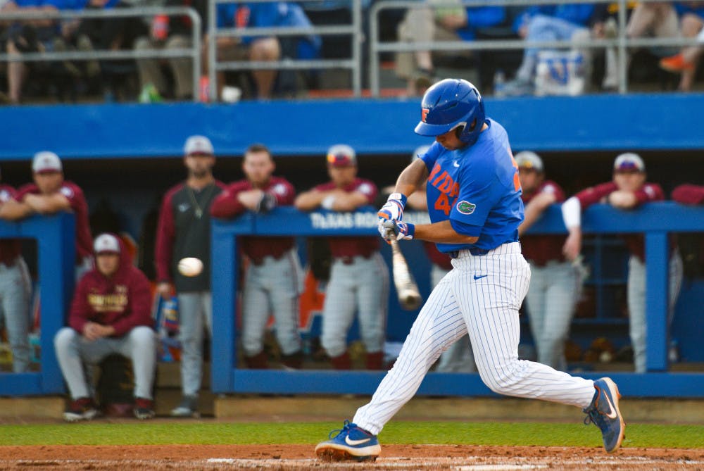 Florida left fielder Austin Langworthy hit an RBI double and a home run during Florida's 6-3 win over Alabama on Sunday at Alfred A. McKethan Stadium. 