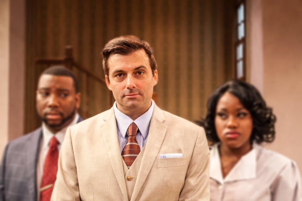 Javon Johnson, a UF masters student, Matthew Lindsay, a UF alumnus and Oluchi Nwokocha, a UF masters student, all from the UF School of Theatre and Dance, appear in the Hippodrome’s production of “Clybourne Park.” The show runs until Sept. 28: Check out our review on pg. 9