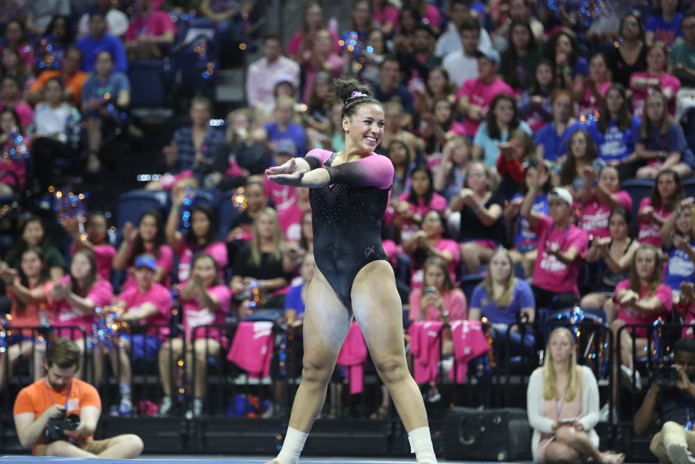 Florida performed in its annual Link to Pink meet on Friday. 