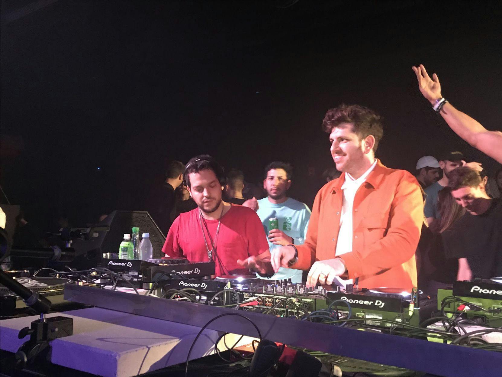 Moscoman (right) and Chaim (left) both from Isreal dj-ing at the Boiler Room stage at iii Points early Saturday morning.