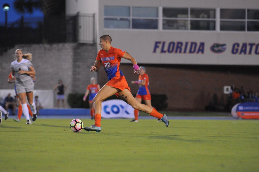 Florida's Pamela Begic dribbles during UF's 3-2 win over UCF on Sept, 18, 2016, at James G. Pressly Stadium.