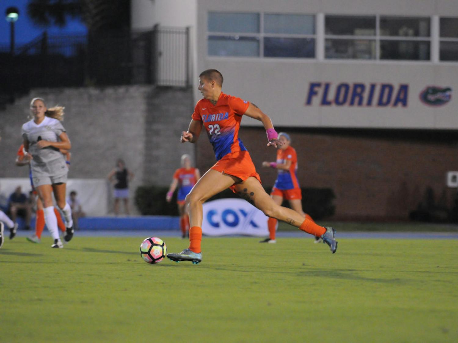 Florida's Pamela Begic dribbles during UF's 3-2 win over UCF on Sept, 18, 2016, at James G. Pressly Stadium.