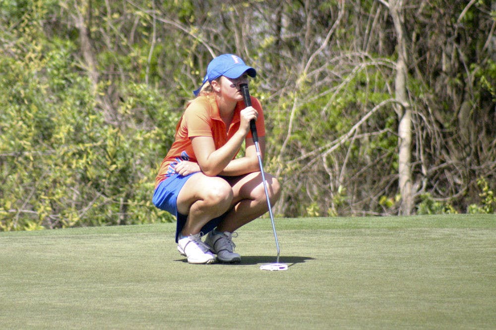 Kelly Grassel lines up a shot during the 2015 SunTrust Gator Invitational on UF's Mark Bostick Golf Course.