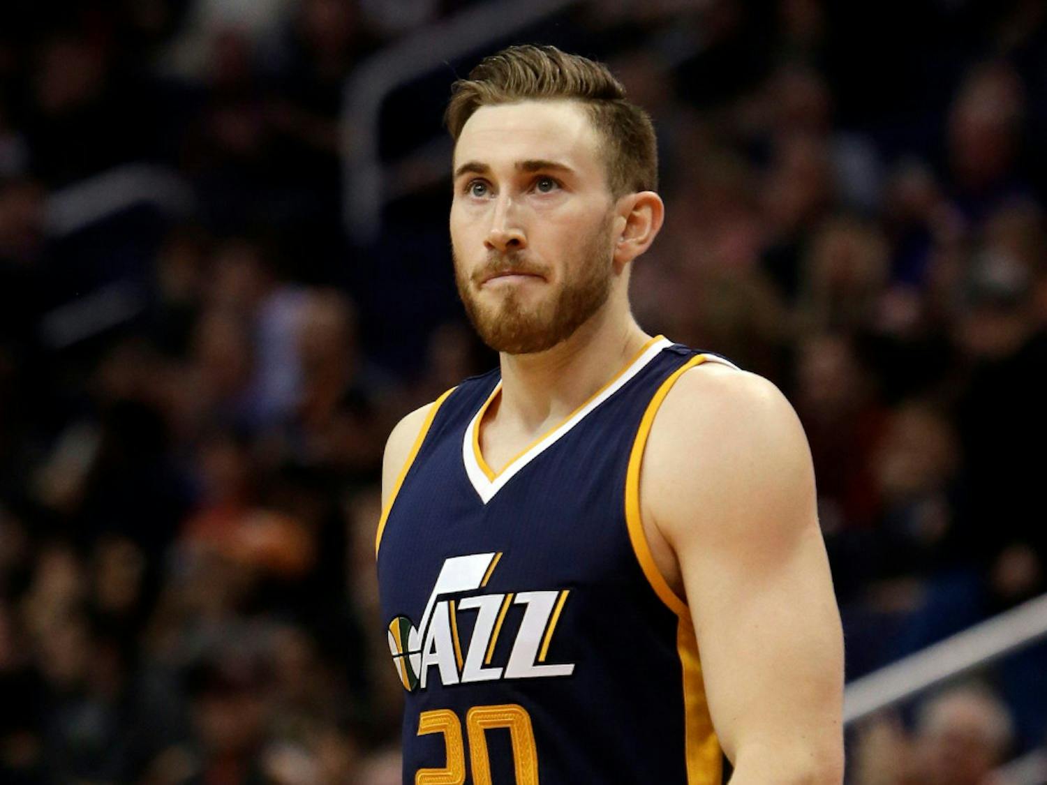 Gordon Hayward surveys the court during a Utah Jazz game in the 2016-17 NBA season. Hayward recently agreed to terms on a four-year deal with the Boston Celtics.