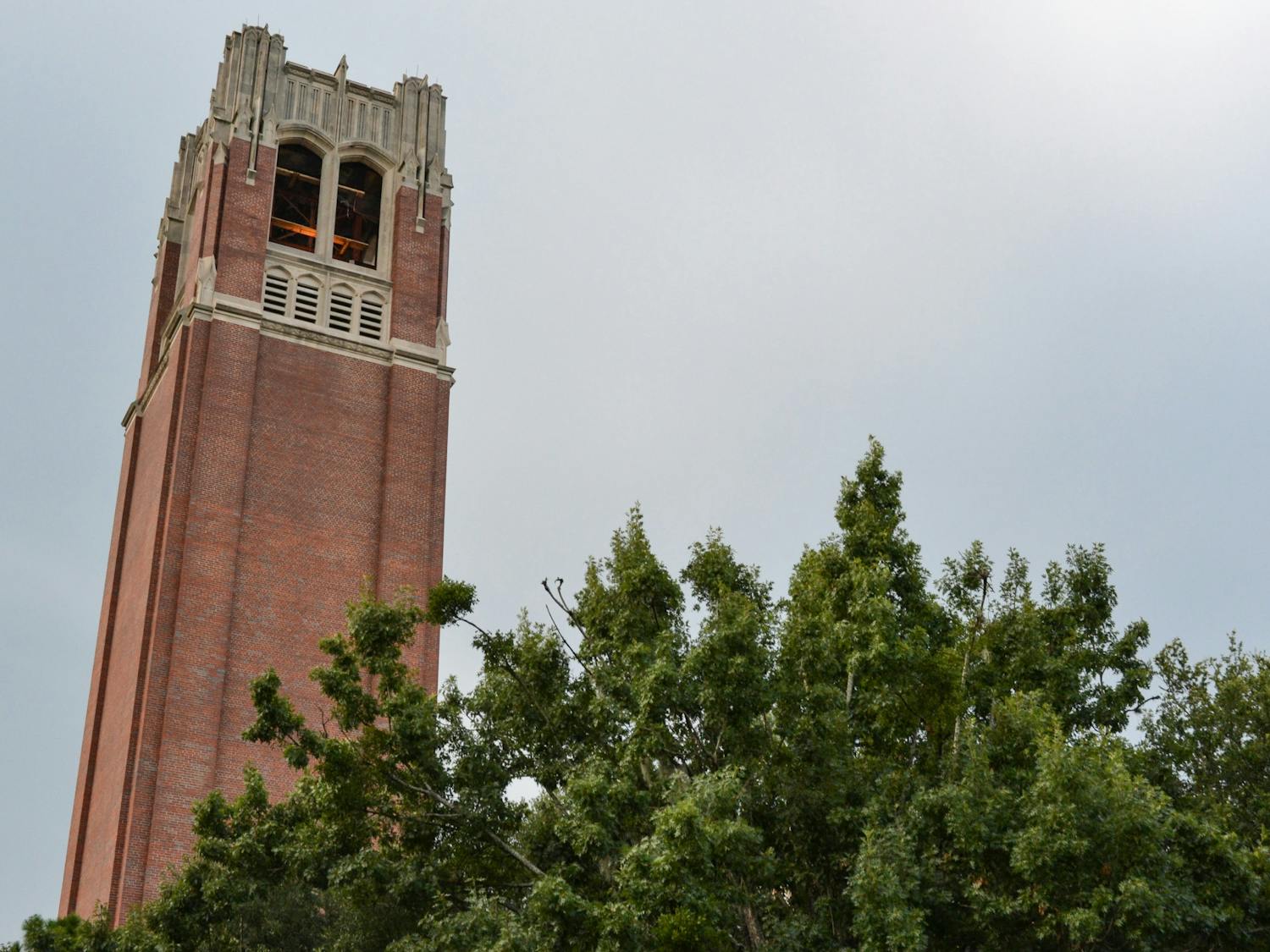 The University of Florida's Century tower, as viewed from Newell Drive on Thursday, July 22, 2021. The tower commemorates UF students who fought and died in World War I and World War II -- the tower also commemorates the 100th anniversary of UF's founding in 1853. 