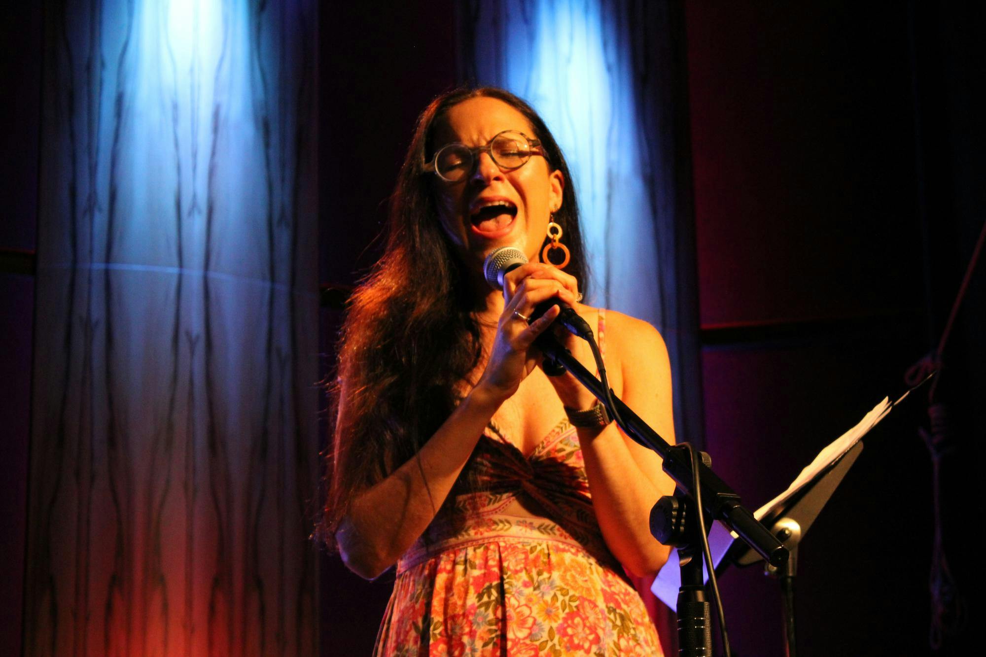 Erica Kaye performs at the Protest Song Writing Contest at Heartwood Soundstage on Sunday, July 12, 2026.