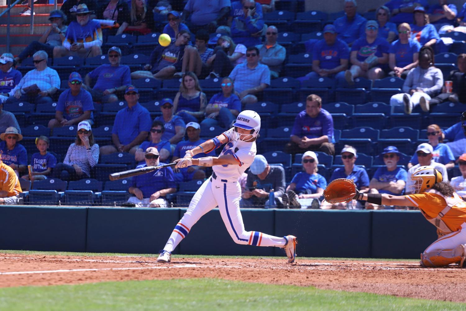 Sophomore Katie Kistler at-bat during a matchup with the Tennessee Volunteers (March 26, 2022). Kistler delivered four RBIs on Friday.