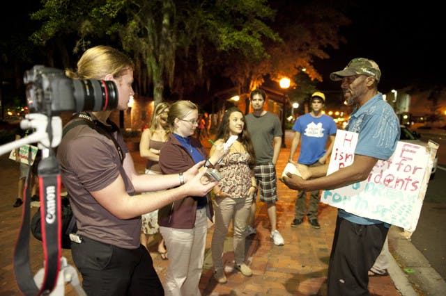 



&nbsp;

&nbsp;

Bo Diddley's son, Ellas Anthony McDaniel, 56, was arrested for trespassing on Bo Diddley Plaza during the Occupy Gainesville protest late Thursday night. &nbsp;





