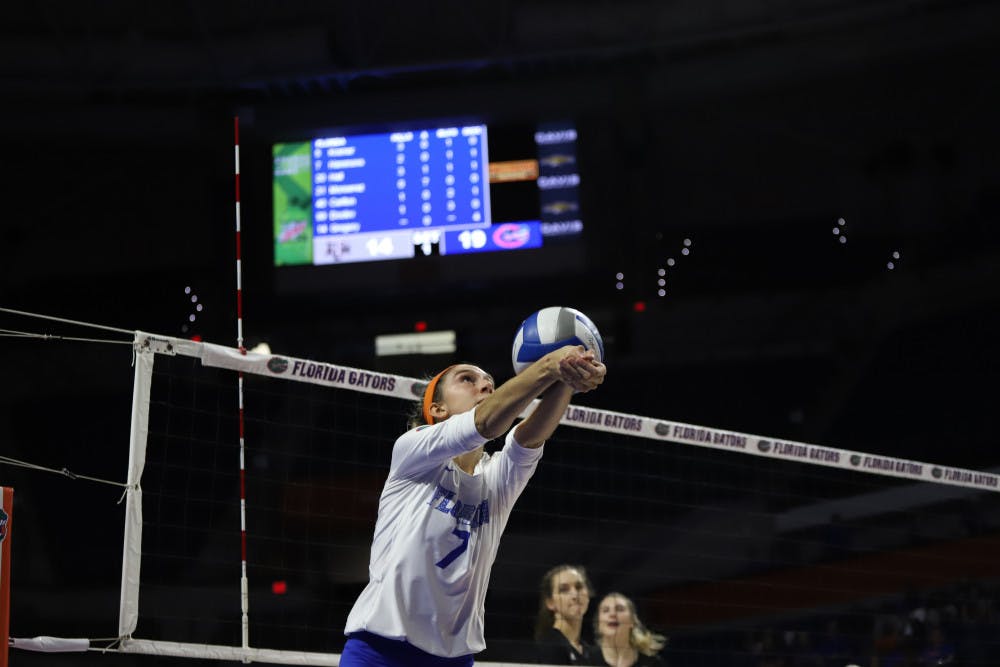 Outside hitter Paige Hammons at the Gators' home game against Texas A&amp;M last season. In Florida's second game against Auburn Thursday, Hammons contributed six kills off the bench.
