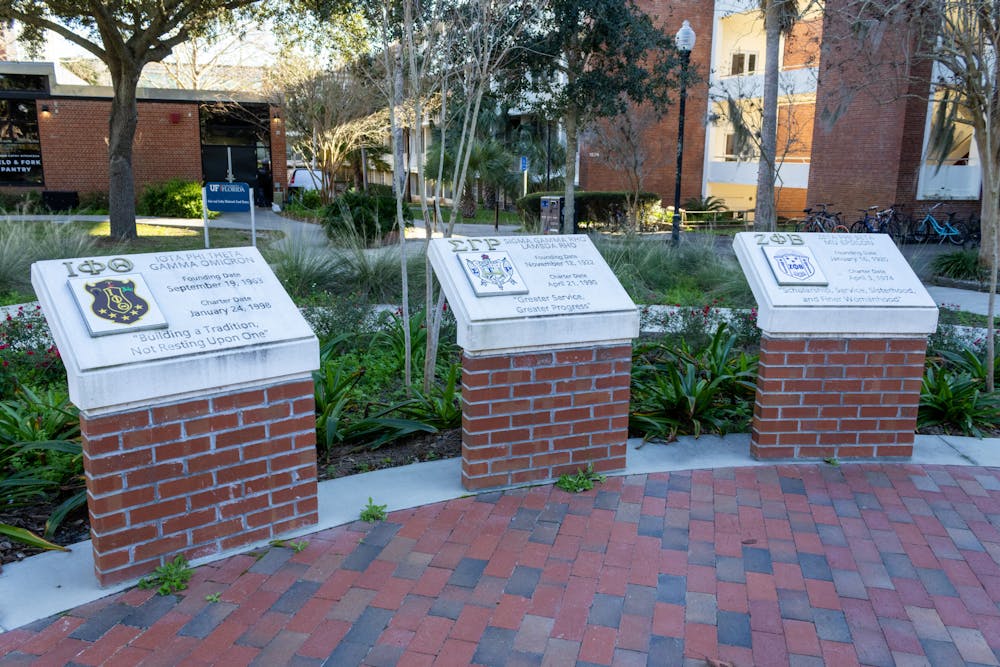 Plaques are seen representing the National Pan-Hellenic Council on Tuesday, Feb. 6, 2024.