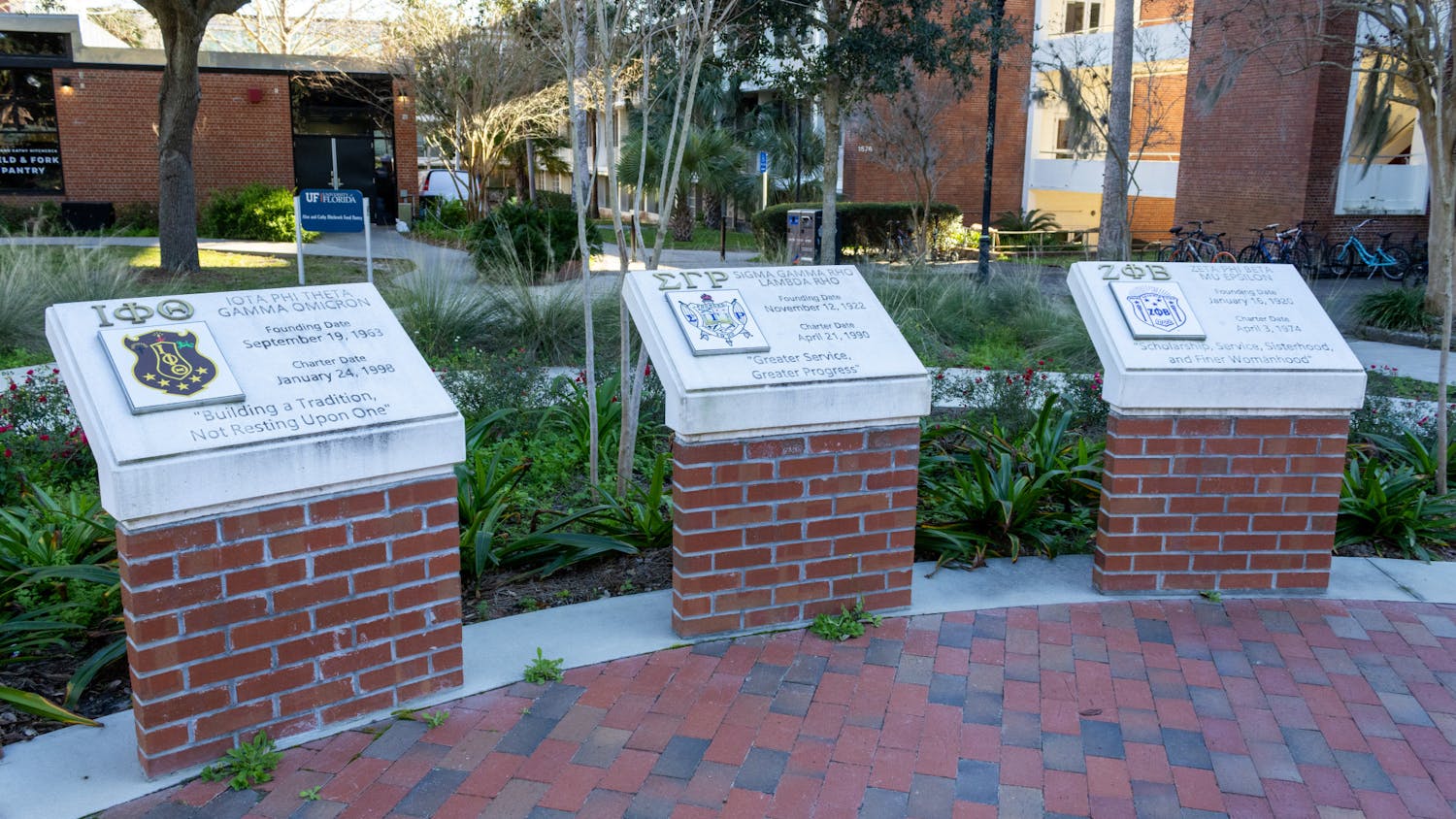 Plaques are seen representing the National Pan-Hellenic Council on Tuesday, Feb. 6, 2024.