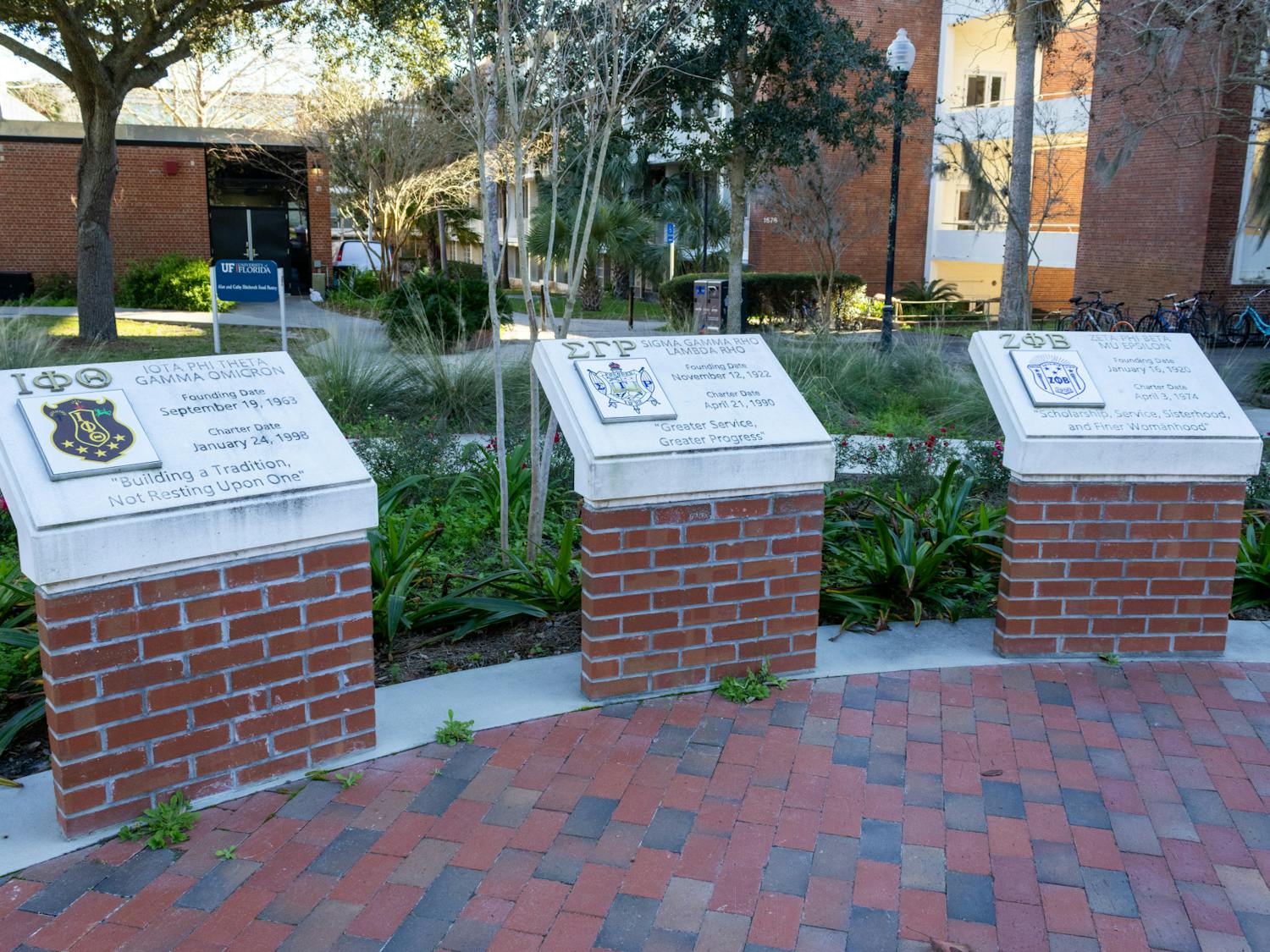 Plaques are seen representing the National Pan-Hellenic Council on Tuesday, Feb. 6, 2024.