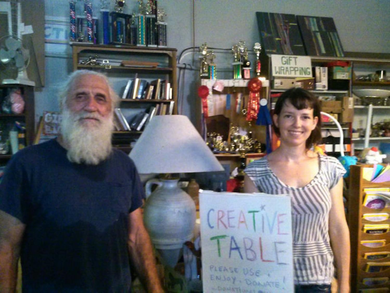 Owners of the Repurpose Project Mike Myers and Sarah Goff pose in the shop they’ve run since January 2012.
