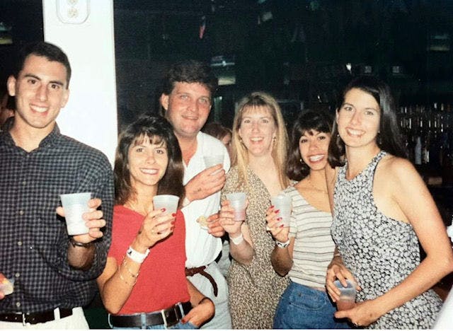 Previous owner Kim Cinque (far right) and friends at Silver Q Billiards &amp; Sports Bar in 1994.