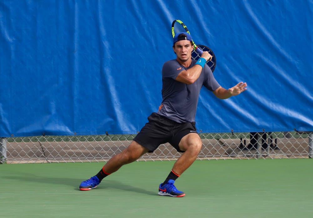 Senior captains Duarte Vale (pictured) and Sam Riffice won eleven of their twelve total matches in their Fall 2020 debut. They look to ride that momentum into South Carolina this weekend.