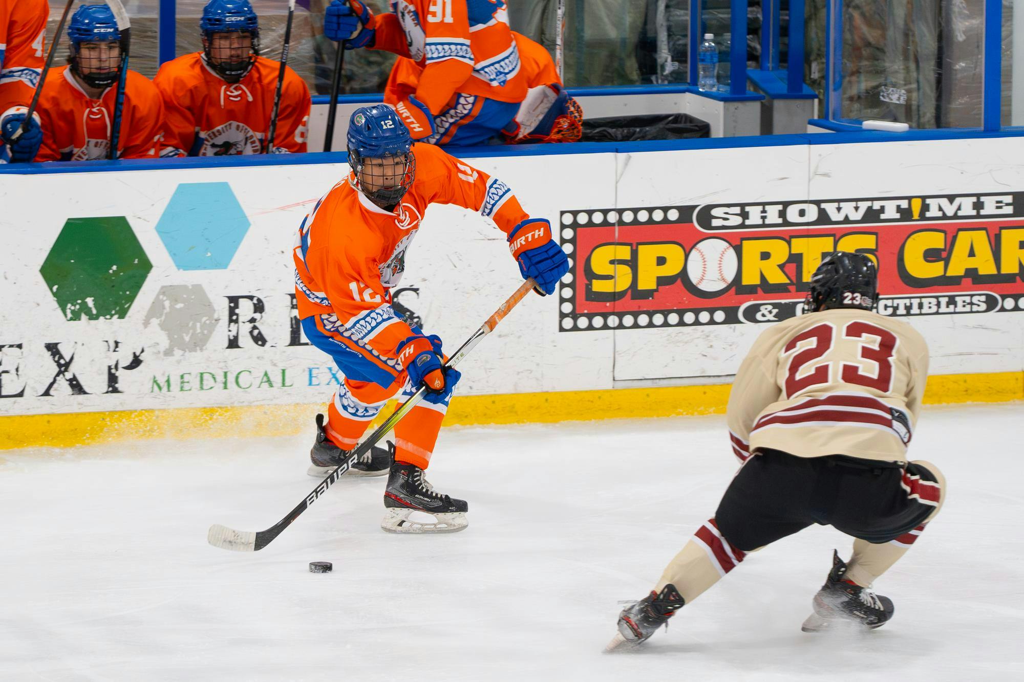 Gators hockey winger Nicholas Ho sets up a shot against the South Carolina Gamecocks
