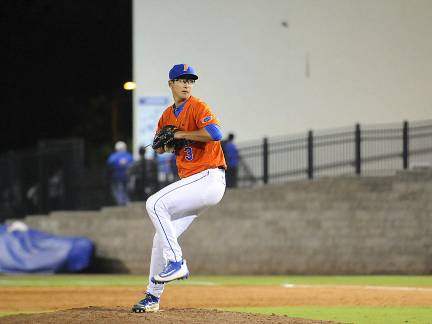 Dane Dunning pitches during Florida's 7-2 win over Jacksonville on April 5, 2016, at McKethan Stadium.