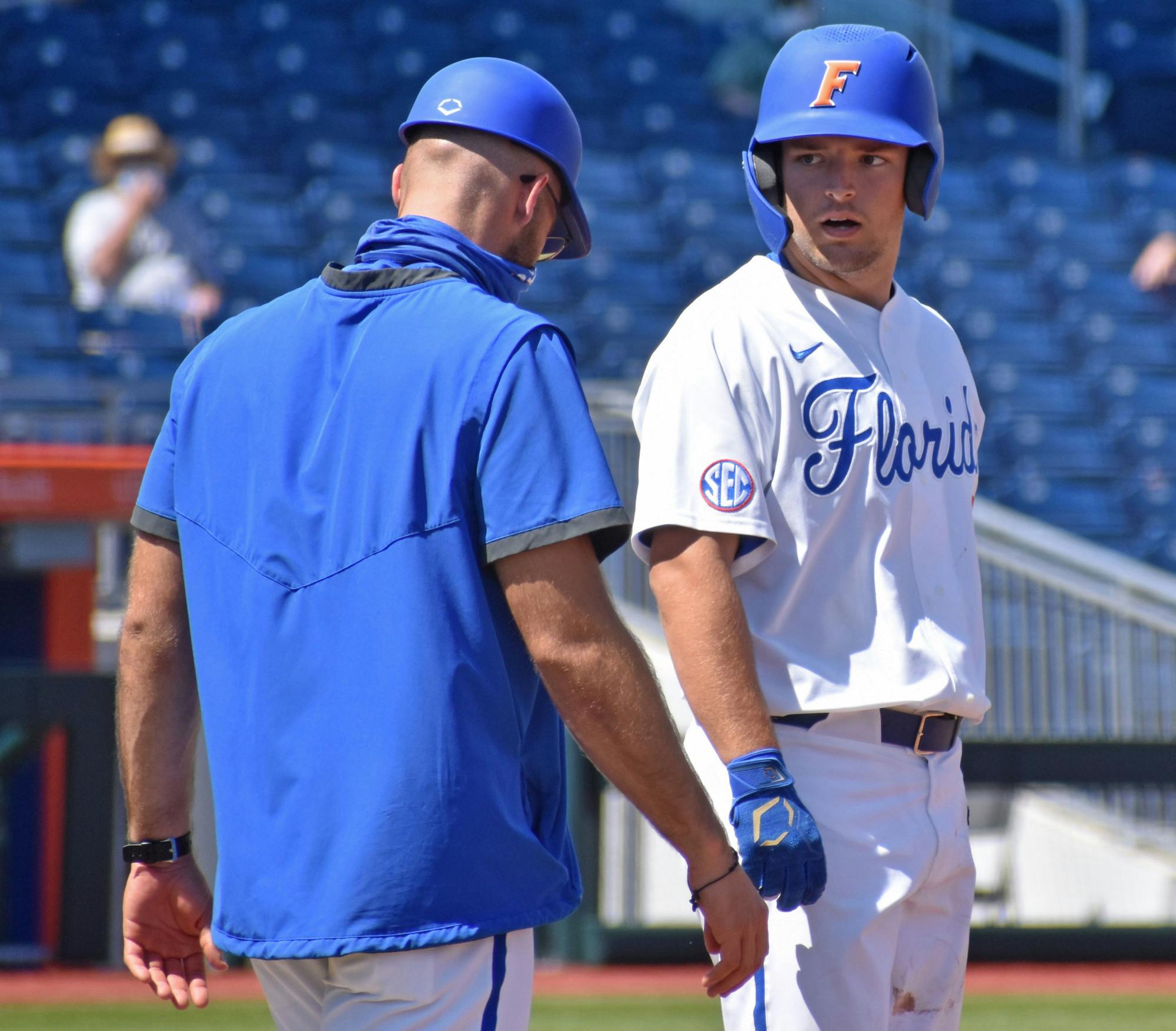Six innings removed from the most recent Florida run, designated hitter Nathan Hickey rocketed a ball to straightaway centerfield. Photo from UF-Jacksonville game March 14.