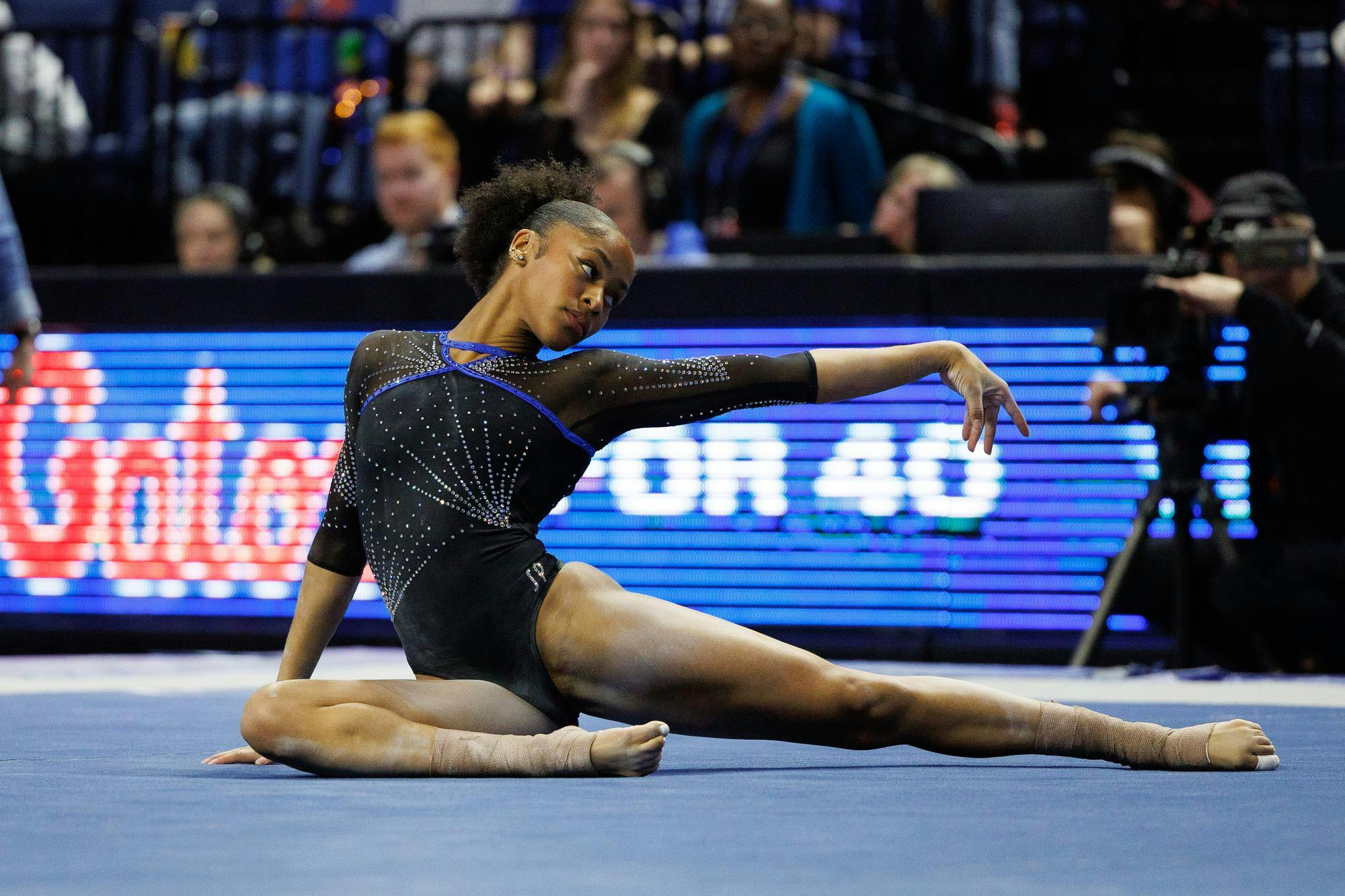 Florida gymnast Skye Blakely performs on the floor during a NCAA gymnastics meet against Arkansas, Friday, Jan. 30, 2026, in Gainesville, Fla.