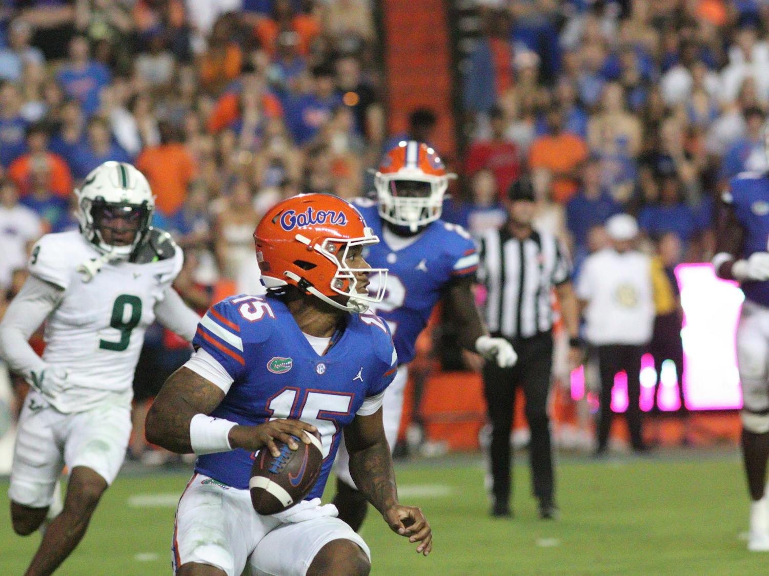 Florida quarterback Anthony Richardson throws the ball during the Gators' 31-28 win over the South Florida Bulls Saturday, Sept. 17, 2022.