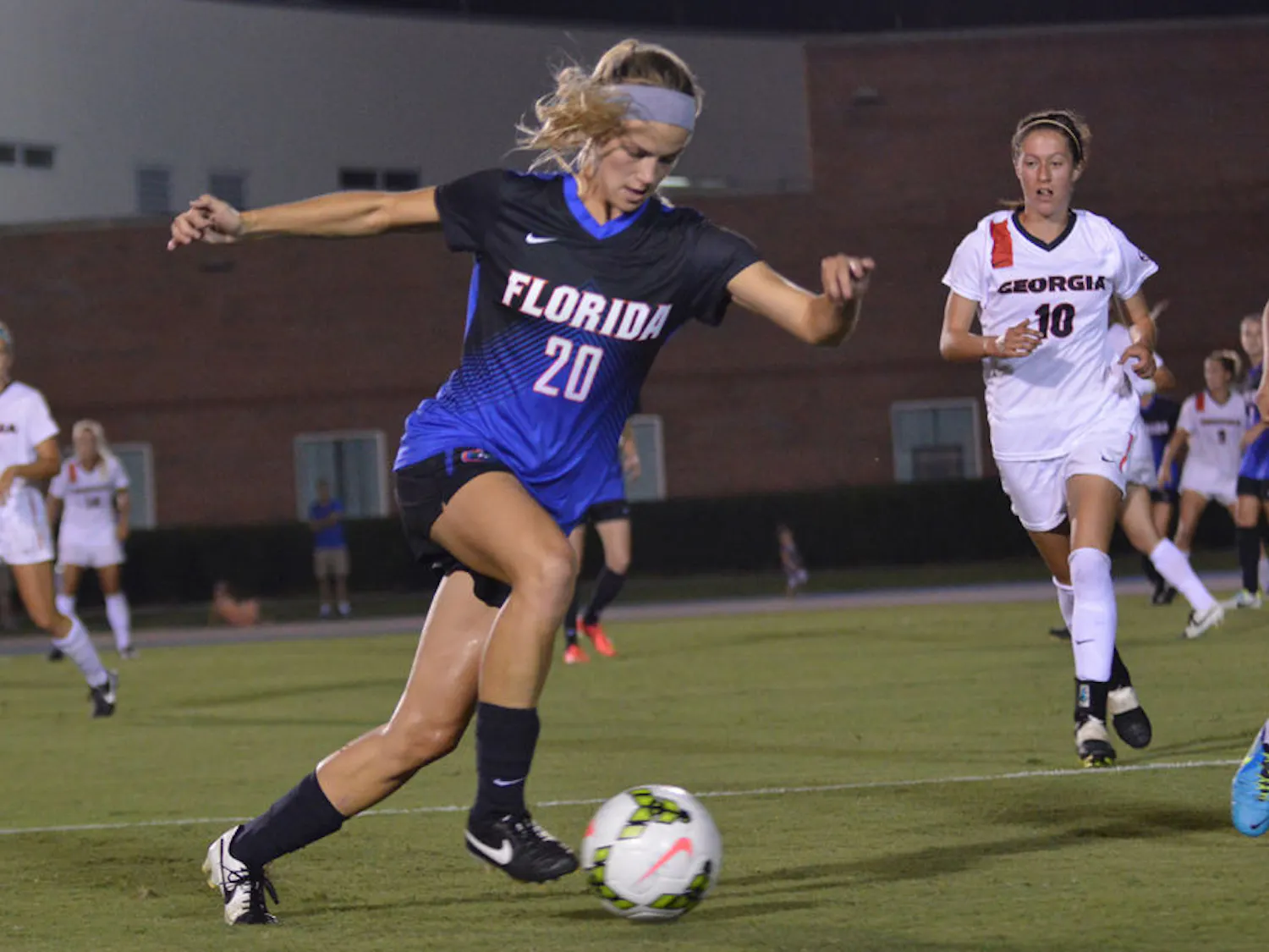 Christen Westphal dribbles the ball during Florida's 2-1 win against Georgia at James G. Pressly Stadium.