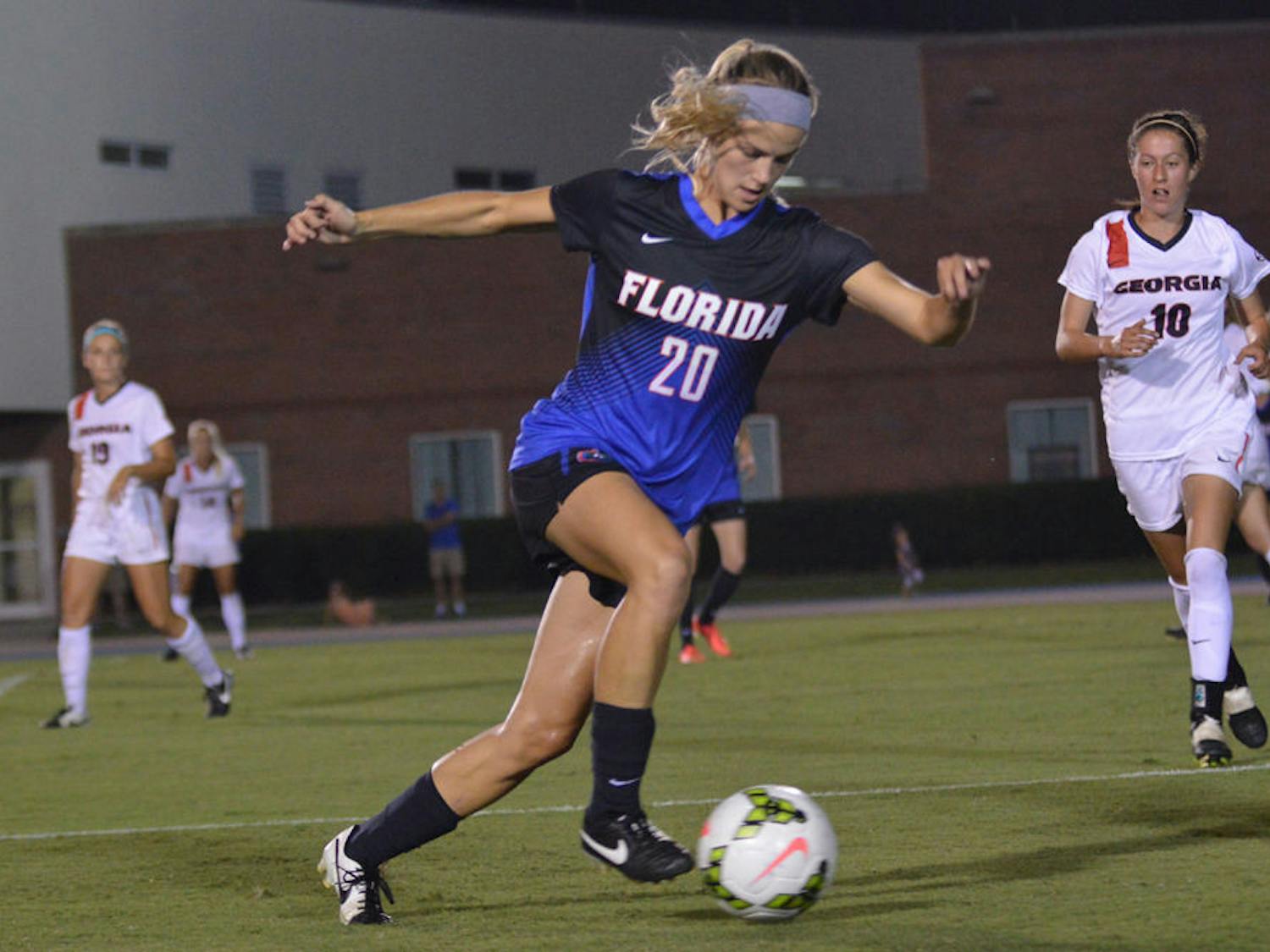 Christen Westphal dribbles the ball during Florida's 2-1 win against Georgia at James G. Pressly Stadium.