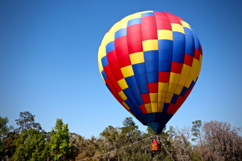 A hot air balloon flew over Flavet Field on Friday. The balloon was brought by UF’s Bateman team, a group of public relations students, to kick off their monthlong campaign advocating for mental-health awareness.