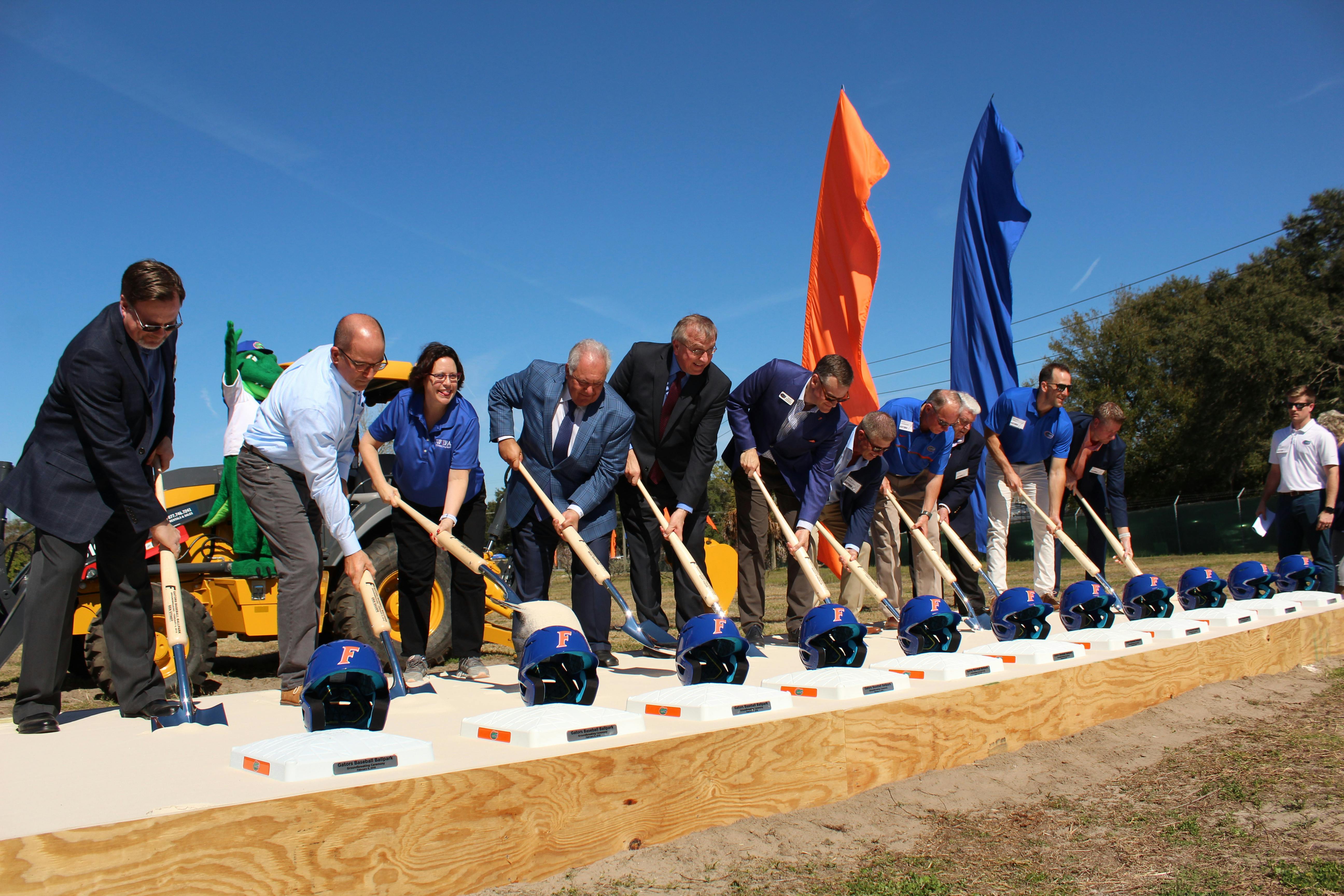 Honorees broke ground Friday afternoon at the site of the future stadium for the Florida baseball team.