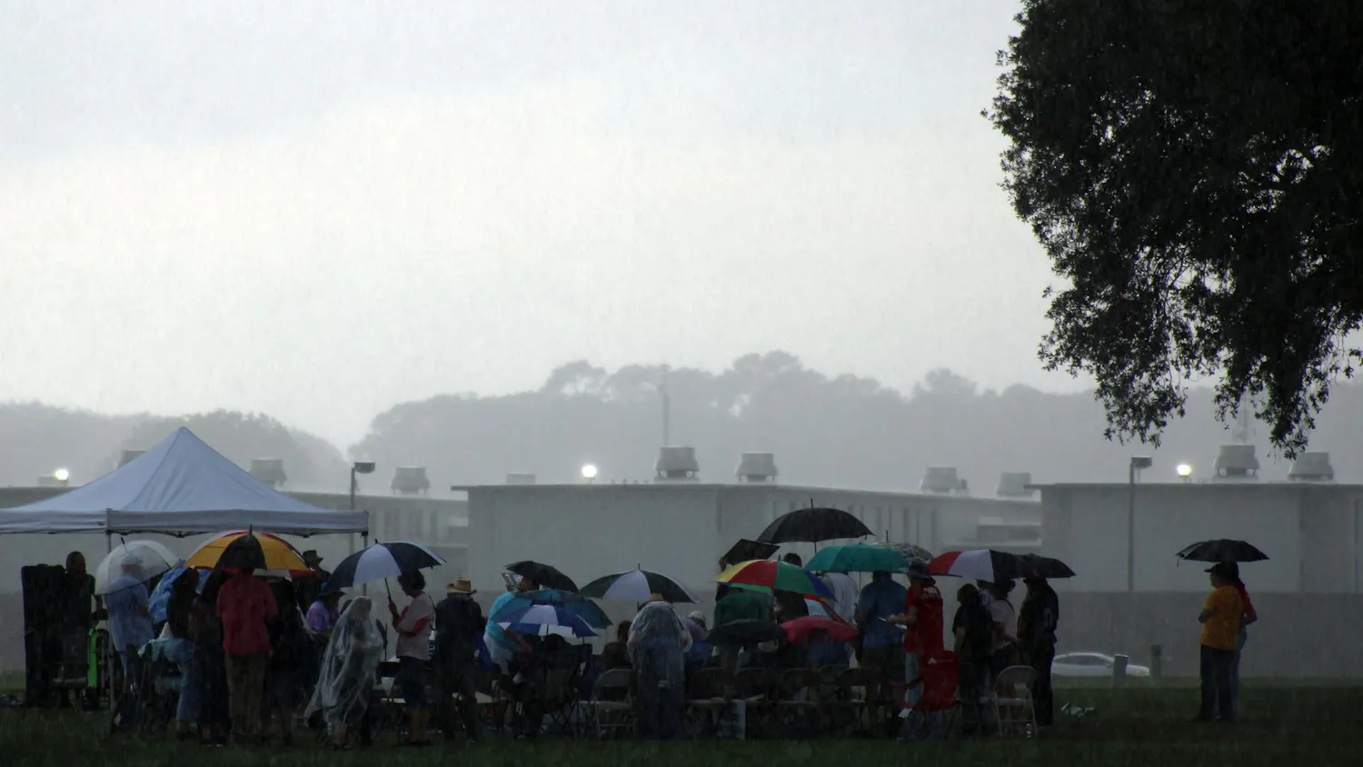 Protestors stand together in the rain in opposition of the execution of Richard Knight. Knight was executed at the Florida State Prison in Raiford on Thursday, May. 21, 2026.