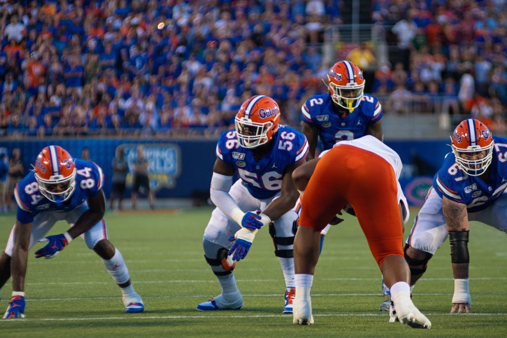 Florida's offensive line struggled on Saturday. The Gators managed just 52 rushing yards.