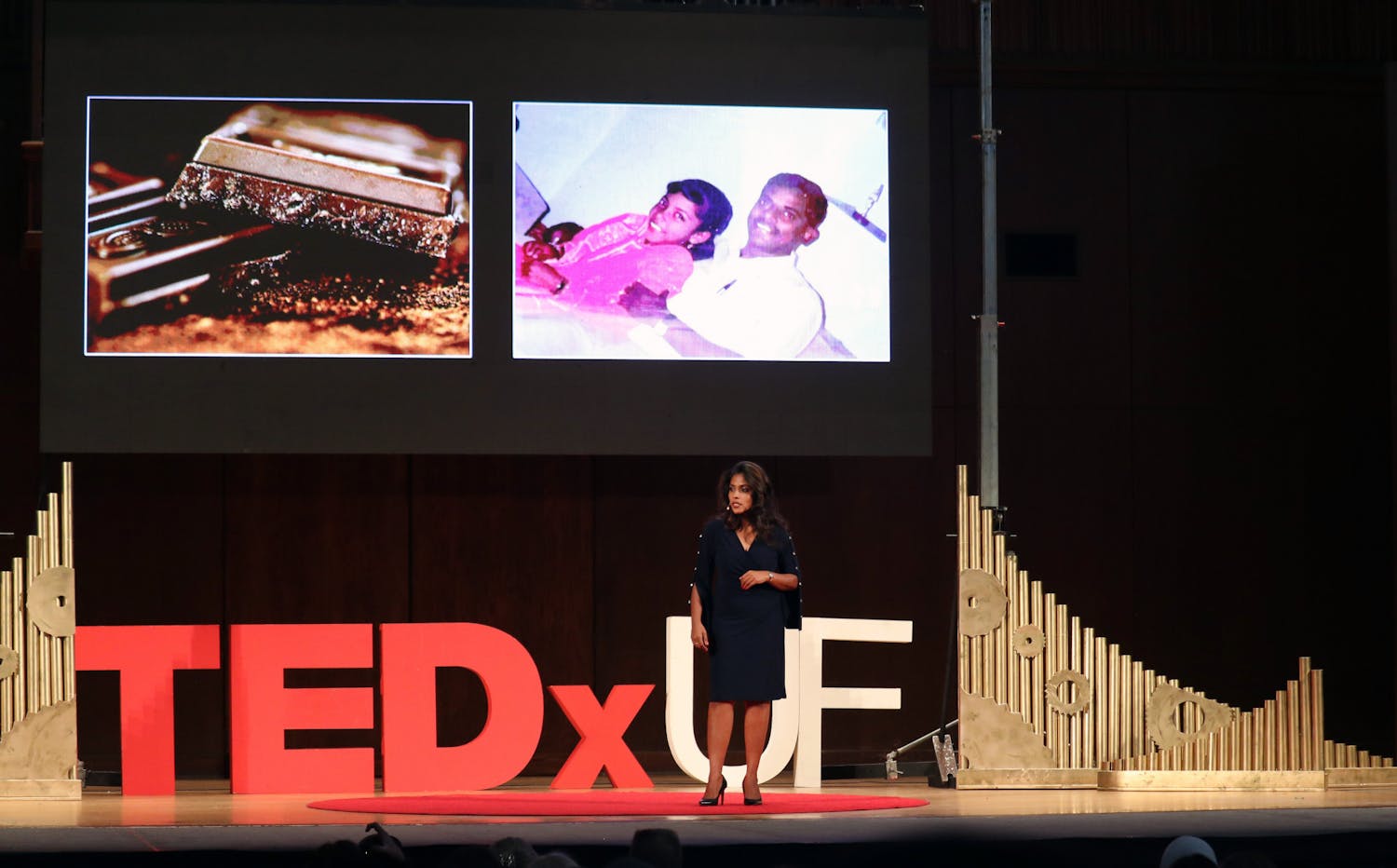 Dr. Sarah Jayasekaran, an assistant engineering professor at UF, shares her educational and personal journey as a Indian immigrant during TEDxUF’s 14th Annual Conference Saturday, April 1, 2023.