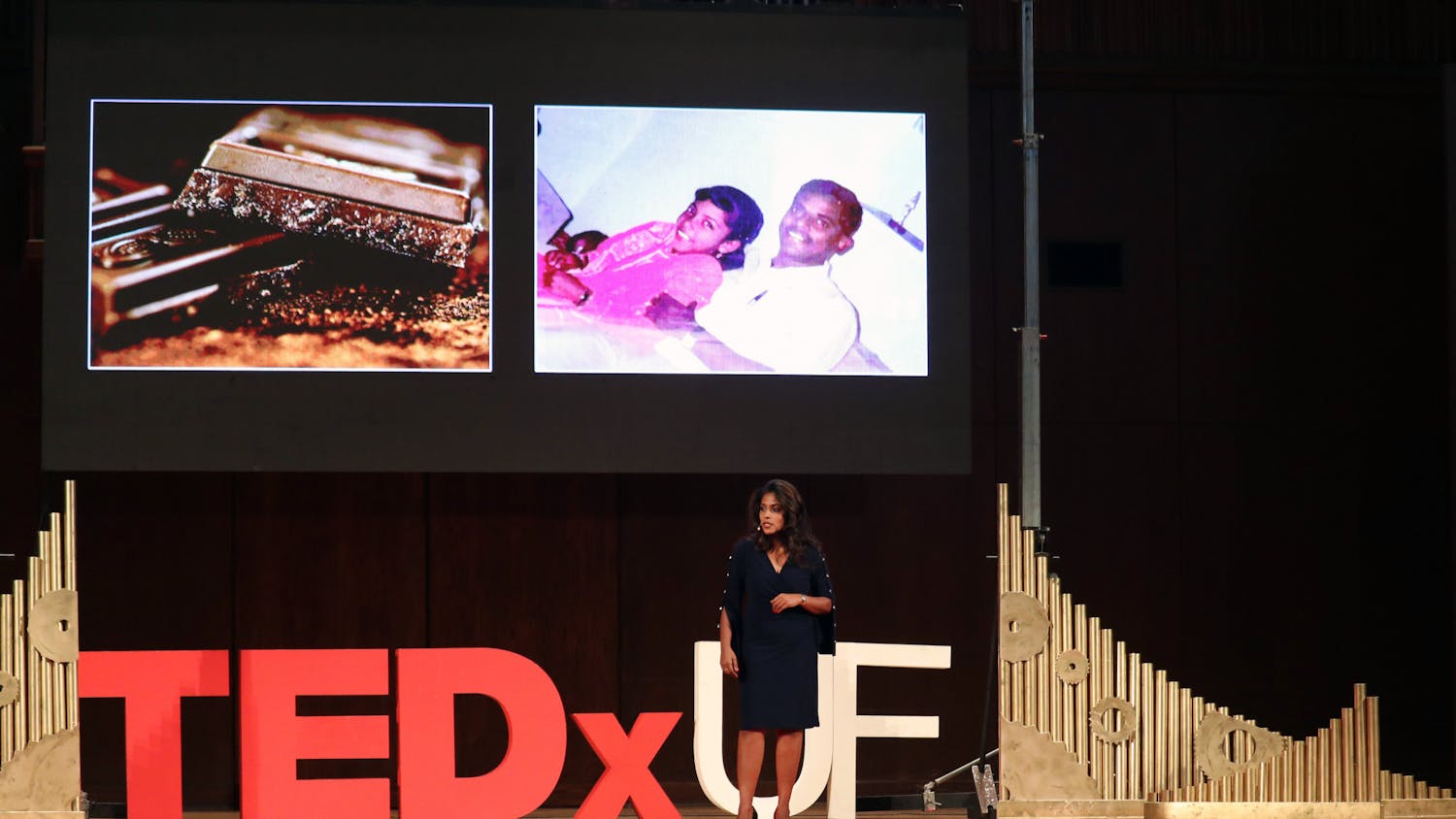 Dr. Sarah Jayasekaran, an assistant engineering professor at UF, shares her educational and personal journey as a Indian immigrant during TEDxUF’s 14th Annual Conference Saturday, April 1, 2023.