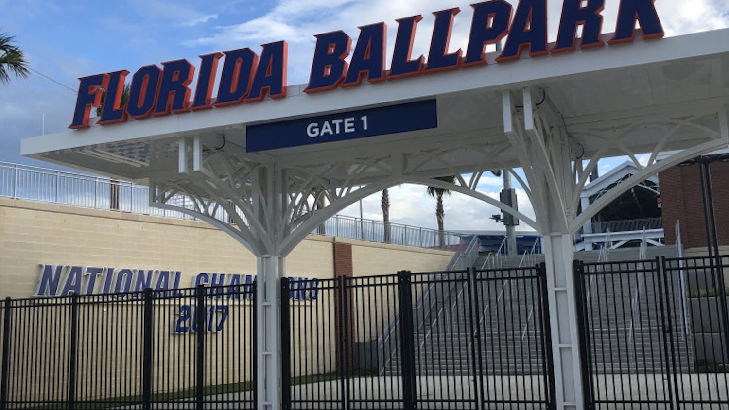 Gate 1 of Florida Ballpark. The new stadium, located next to Donald R. Dizney Stadium along Hull Road, has a capacity of over 7,000.