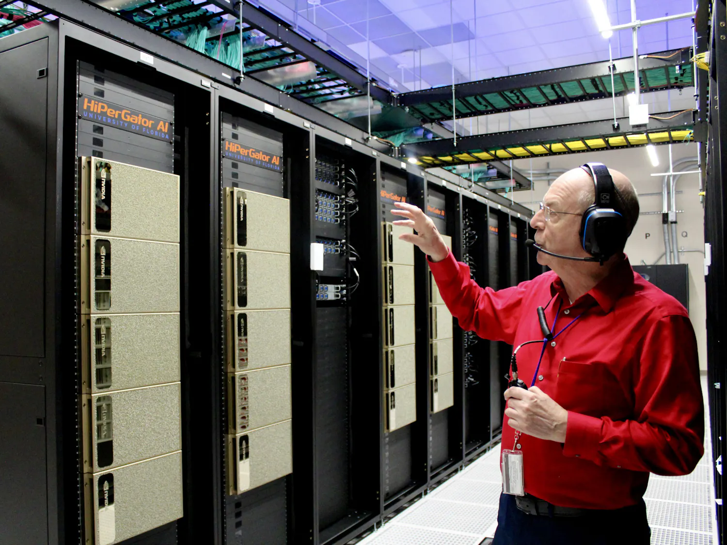 UFIT Research Computing Senior Director Erik Deumens leads a tour of UF's supercomputer, HiPerGator, on Wednesday, Dec. 18, 2025.