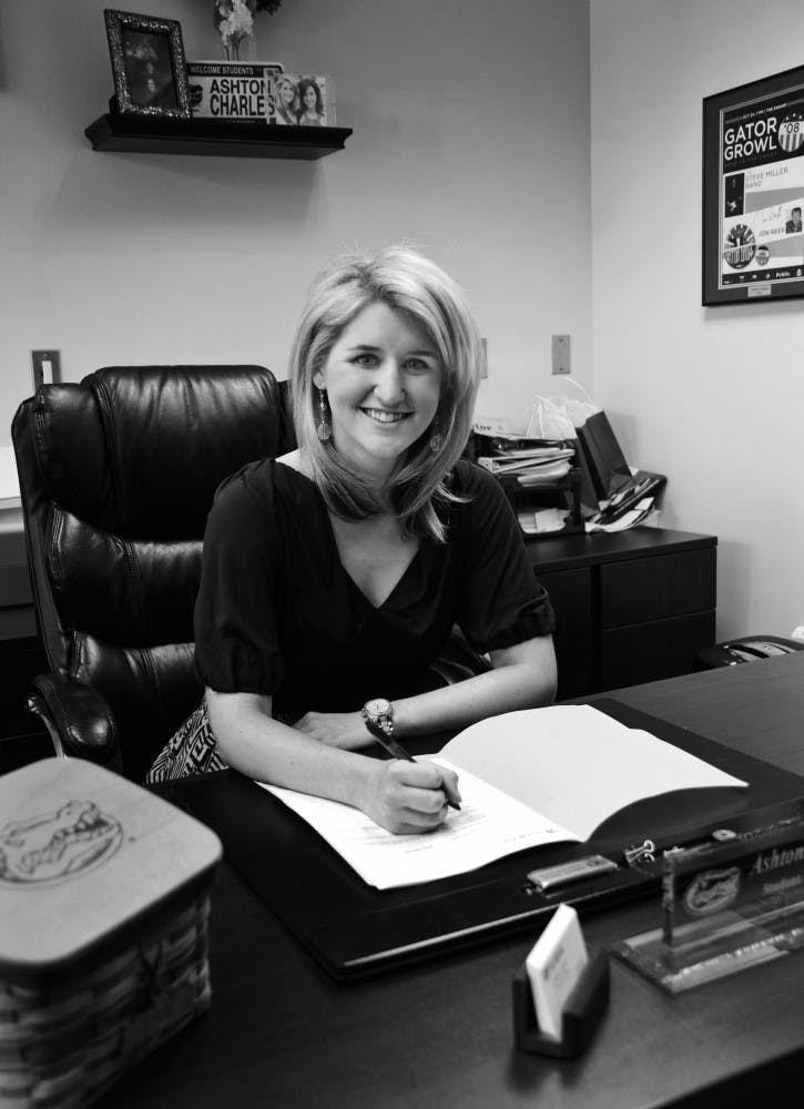Student Body President Ashton Charles poses for a photo in her office in the Reitz Union on Monday afternoon.