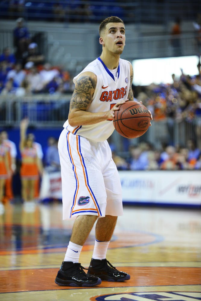Carlos Moreno sets up for a free throw during Florida’s 68-58 win against Missouri on Tuesday in the O’Connell Center. Moreno had made 73 percent of his free throws, but the Gators are shooting at a 66 percent clip as a whole from the charity stripe. UF made 73 percent of its free throws against Mizzou.