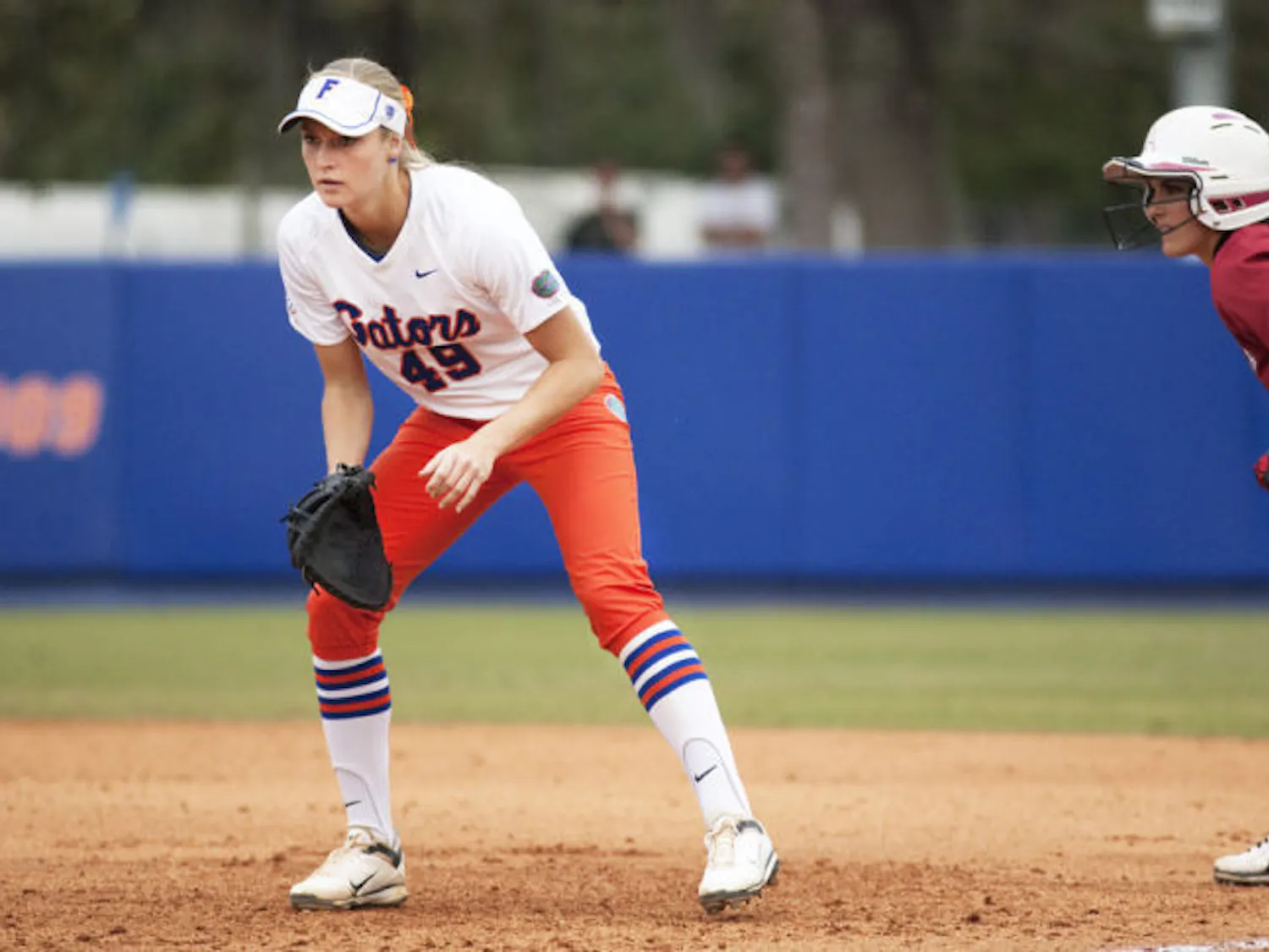 Taylor Schwarz prepares for the pitch during Florida’s 8-0 win against Arkansas on March 22 at Katie Seashole Pressly Stadium. 