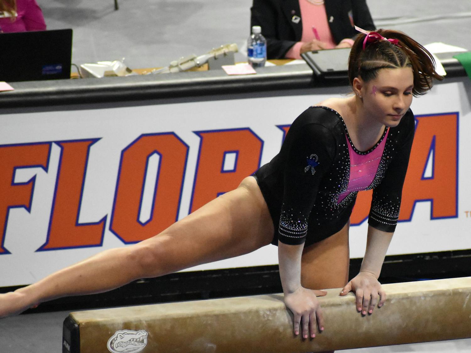 Halley Taylor performs on the balance beam against Kentucky on Feb. 11.