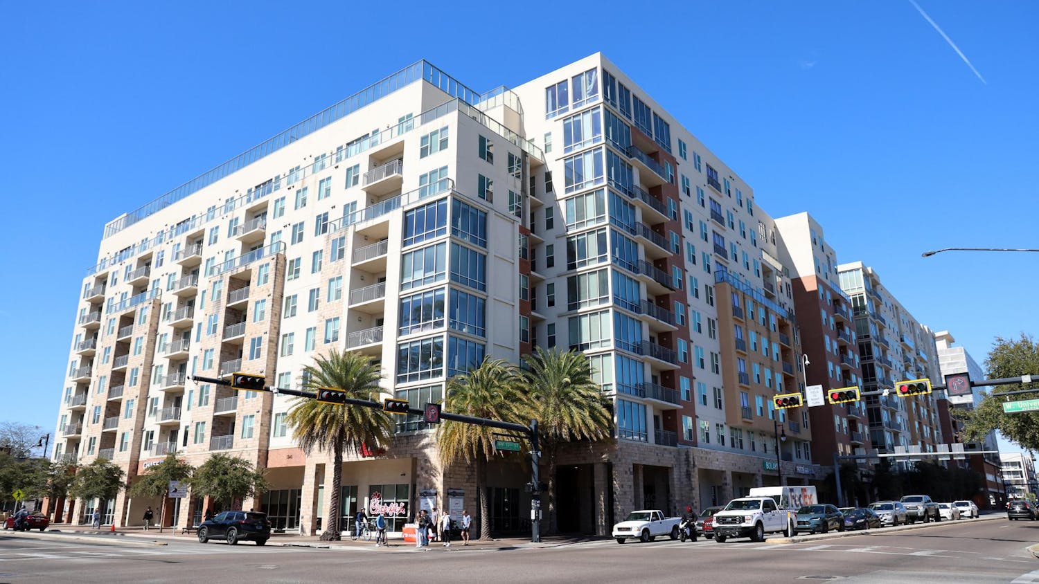 The Standard apartment complex is pictured along West University Avenue and SW 13th St., Wednesday, Feb. 4, 2026, in Gainesville, Fla.
