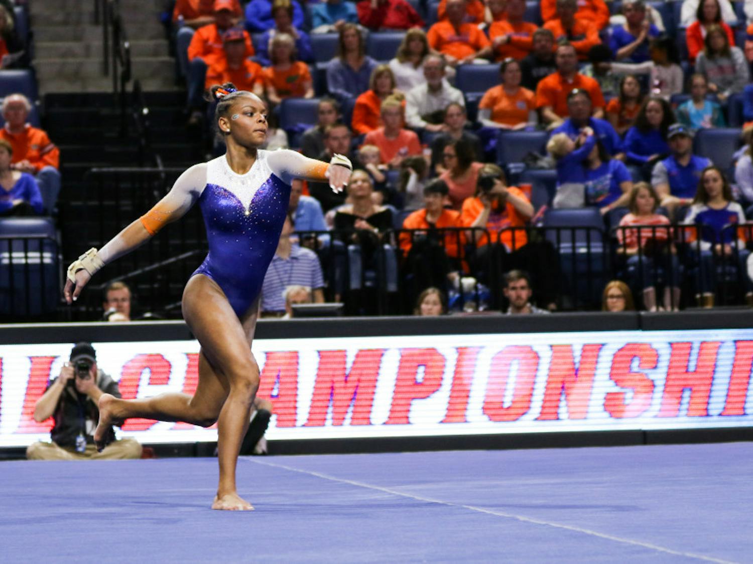 UF freshman Trinity Thomas won the vault title at the SEC Championships on Saturday in New Orleans. 