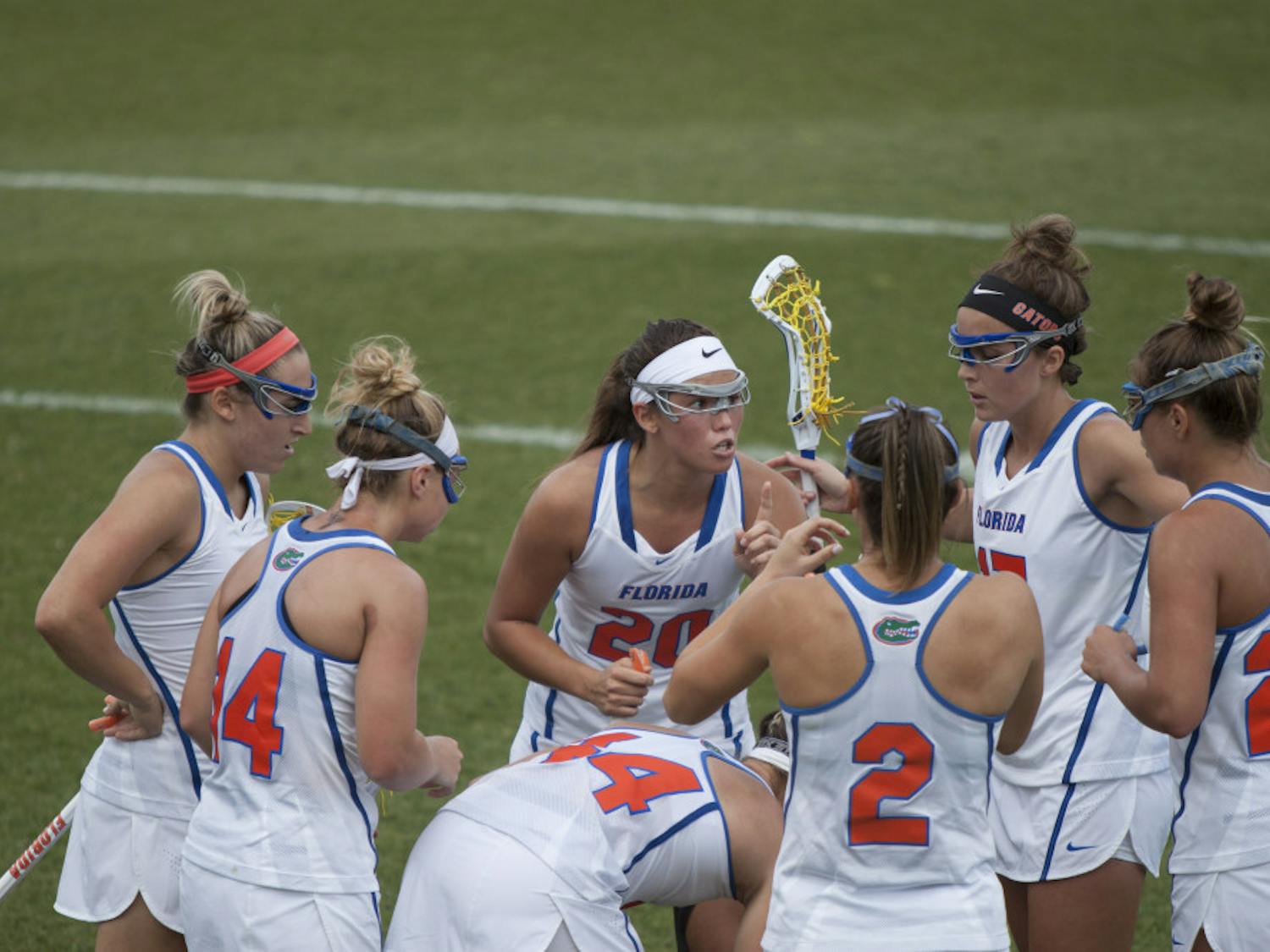 Sophomore midfielder Brianna Harris (20) has a twin sister who plays for the Gators' next opponent, Navy. Harris will not play in the game due to a season-ending ACL injury suffered earlier in the year. 